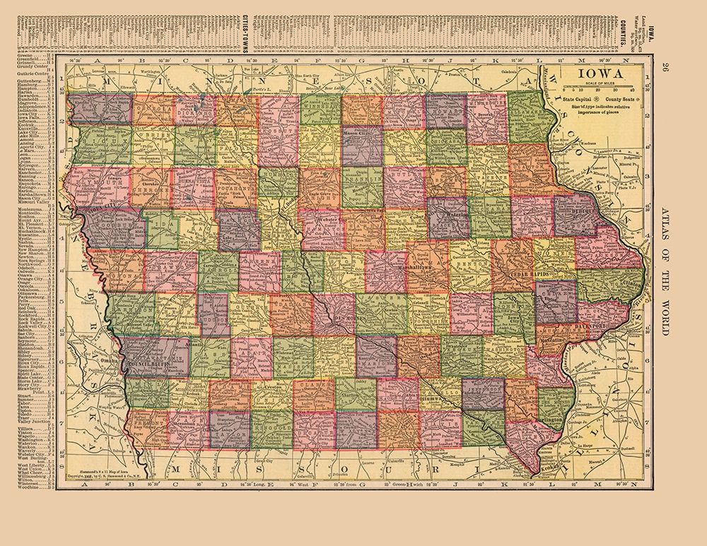 Iowa - Hammond 1910 art print by Hammond for $57.95 CAD