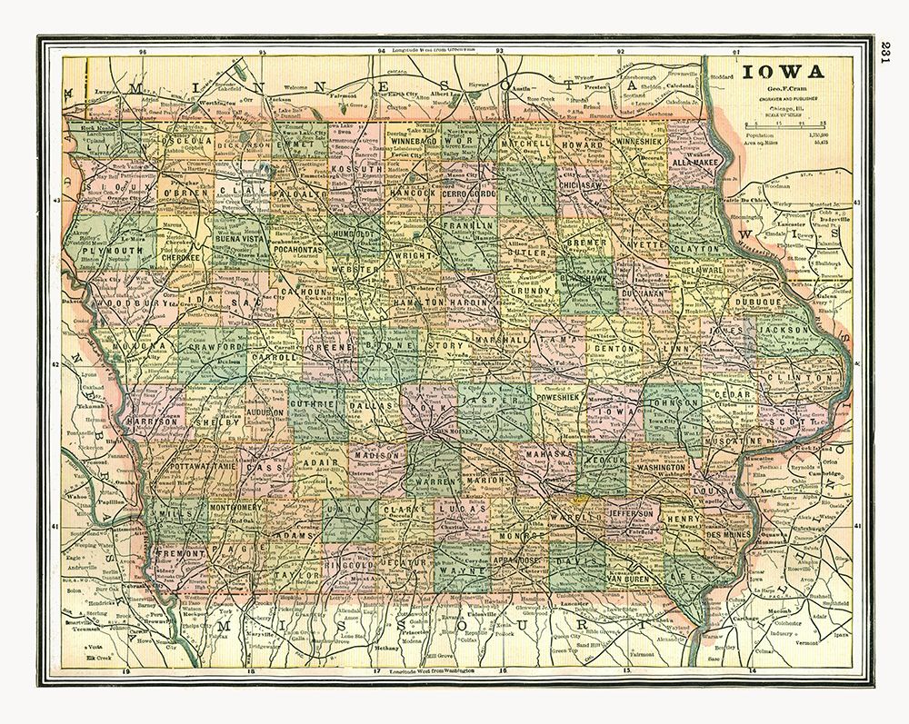 Iowa - Johnson 1888 art print by Johnson for $57.95 CAD