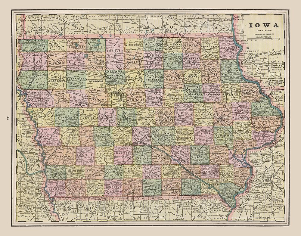 Iowa - Cram 1892 art print by Cram for $57.95 CAD