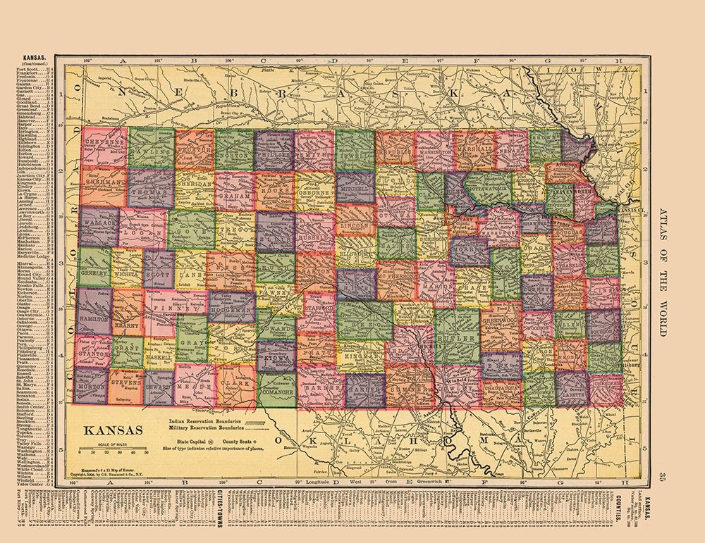 Kansas - Hammond 1910 art print by Hammond for $57.95 CAD