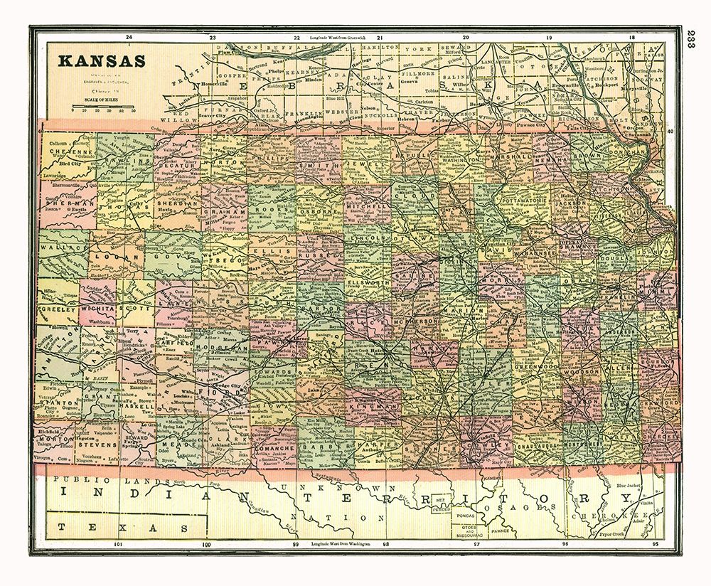 Kansas - Johnson 1888 art print by Johnson for $57.95 CAD