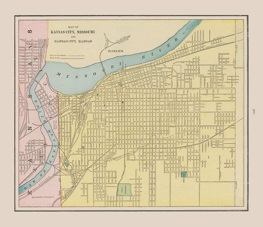 Kansas City  Missouri - Cram 1892 art print by Cram for $57.95 CAD