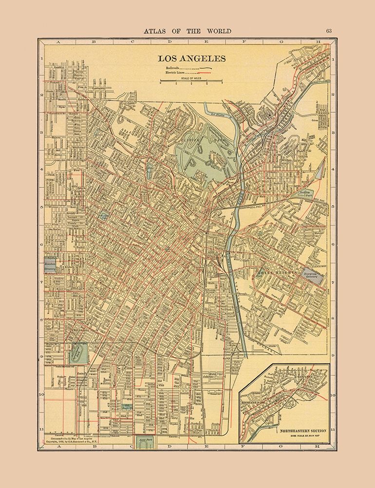 Los Angeles California - Hammond 1910 art print by Hammond for $57.95 CAD