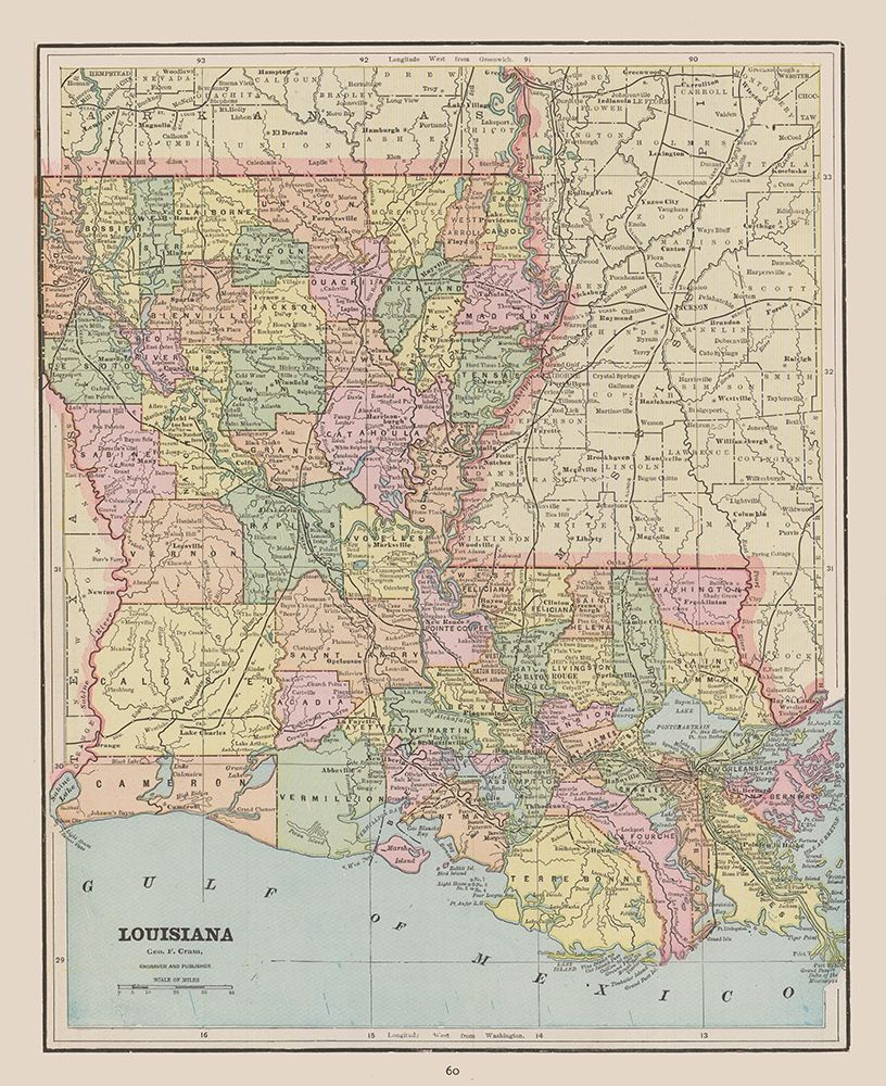 Louisiana - Cram 1892 art print by Cram for $57.95 CAD