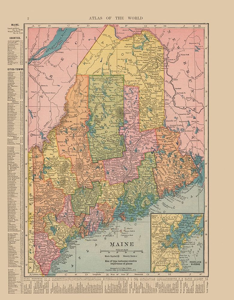 Maine - Hammond 1910 art print by Hammond for $57.95 CAD