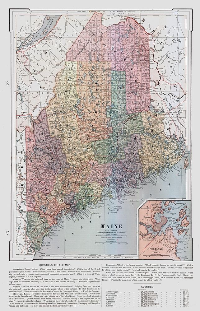 Maine - United States - Monteith 1882 art print by Monteith for $57.95 CAD