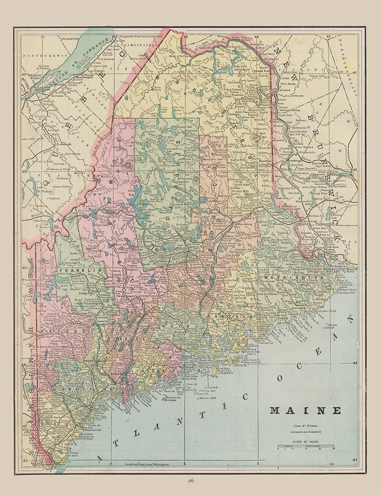 Maine - Cram 1892 art print by Cram for $57.95 CAD