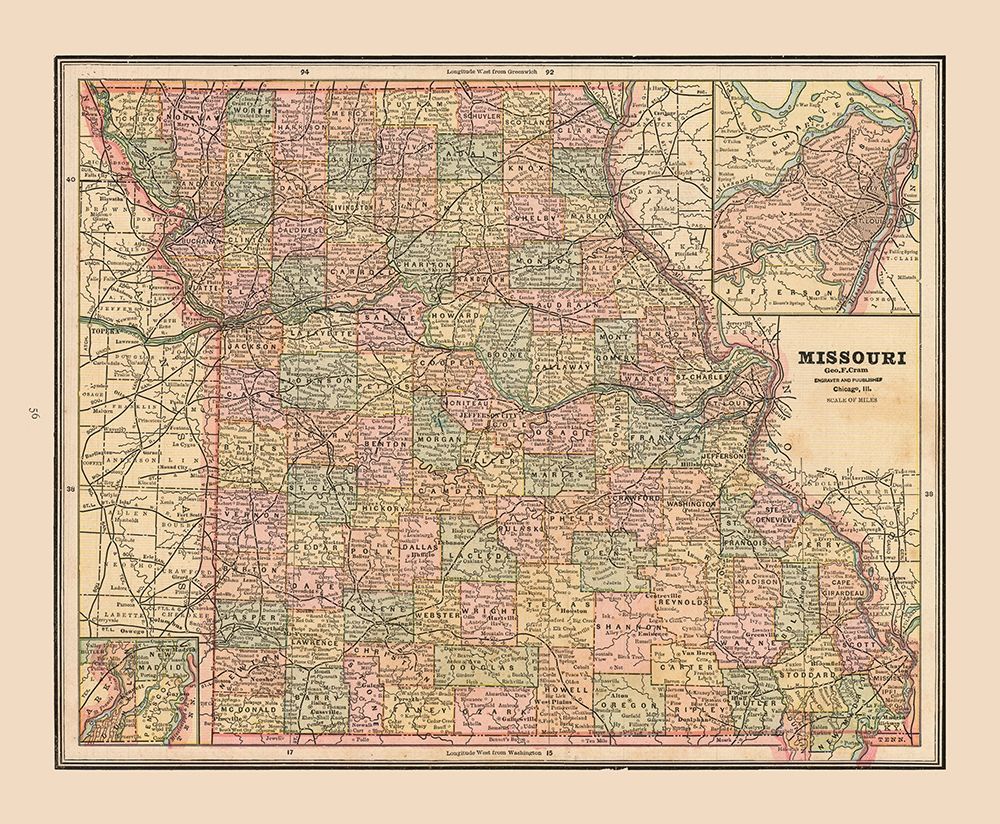 Missouri - Cram 1888 art print by Cram for $57.95 CAD
