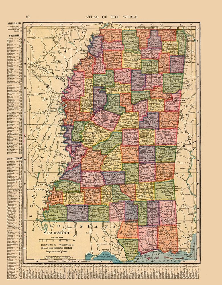 Mississippi - Hammond 1910 art print by Hammond for $57.95 CAD