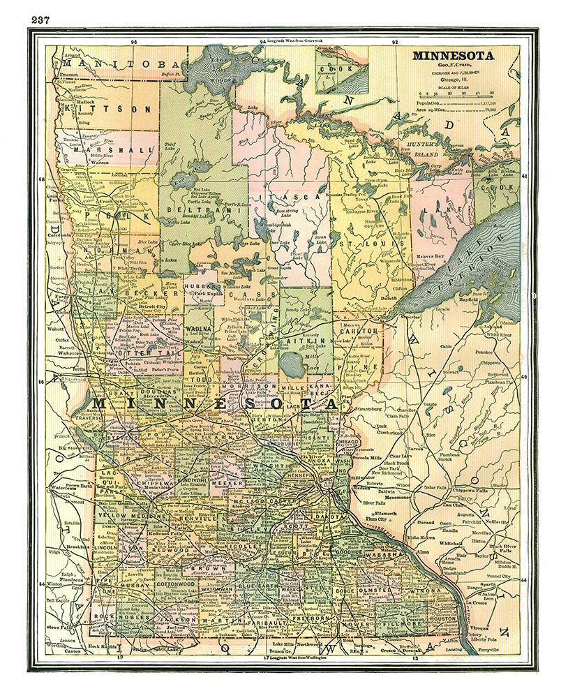 Minnesota - Johnson 1888 art print by Johnson for $57.95 CAD