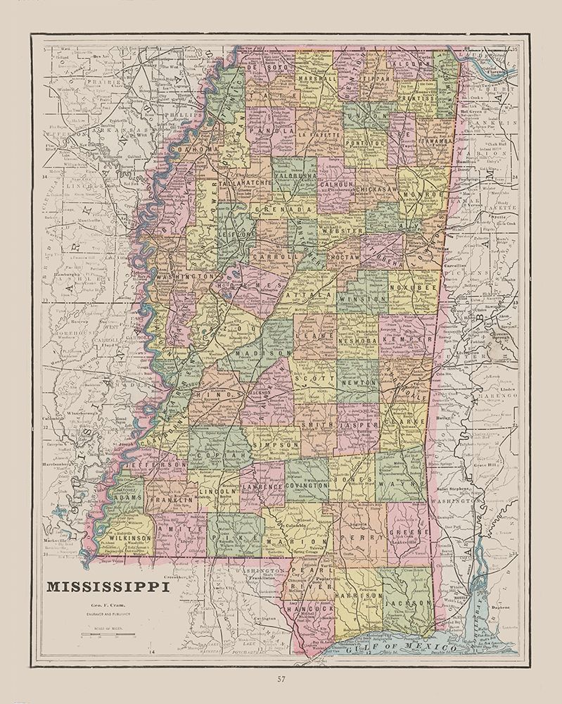 Mississippi - Cram 1892 art print by Cram for $57.95 CAD