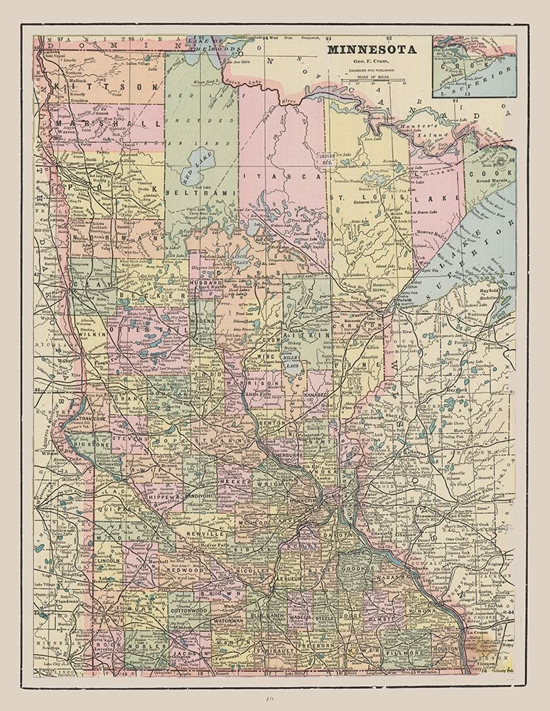 Minnesota - Cram 1892 art print by Cram for $57.95 CAD