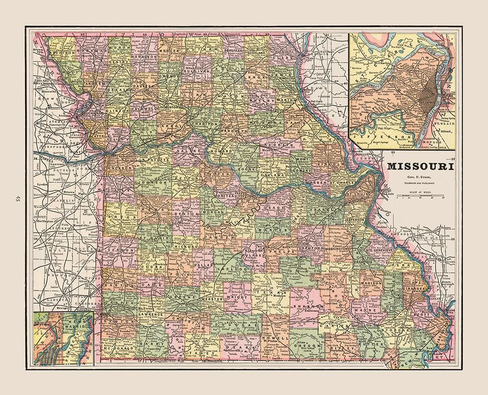Missouri - Cram 1892 art print by Cram for $57.95 CAD