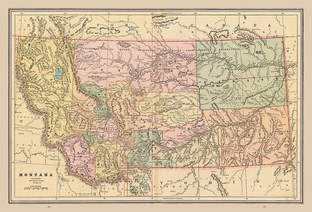 Montana - Cram 1888 art print by Cram for $57.95 CAD