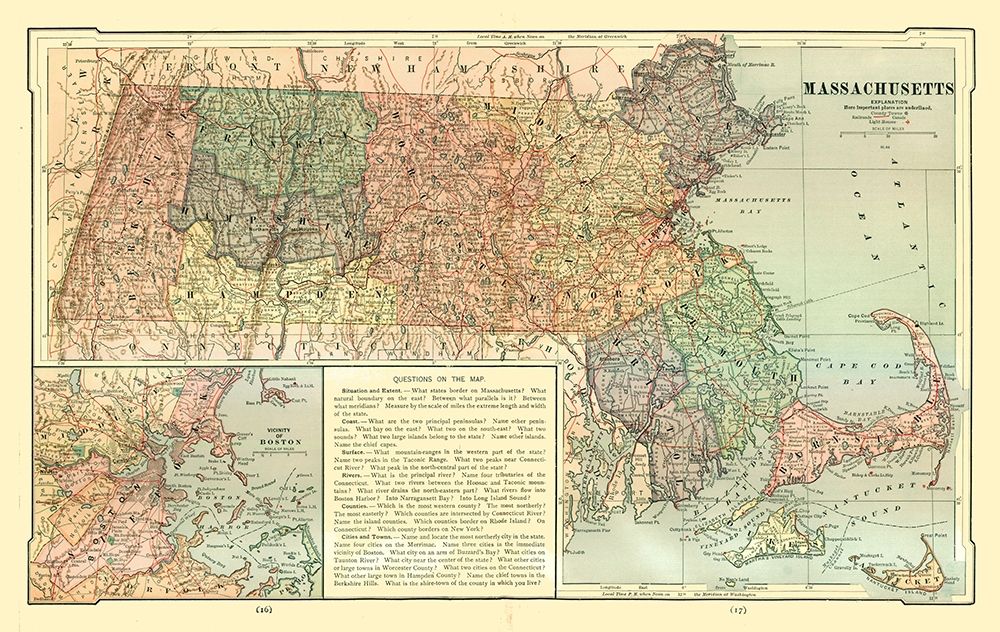 Massachusetts - United States - Monteith 1882 art print by Monteith for $57.95 CAD