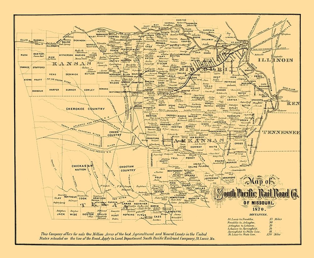 South Pacific Railroad Co of Missouri - Gast 1870 art print by Gast for $57.95 CAD