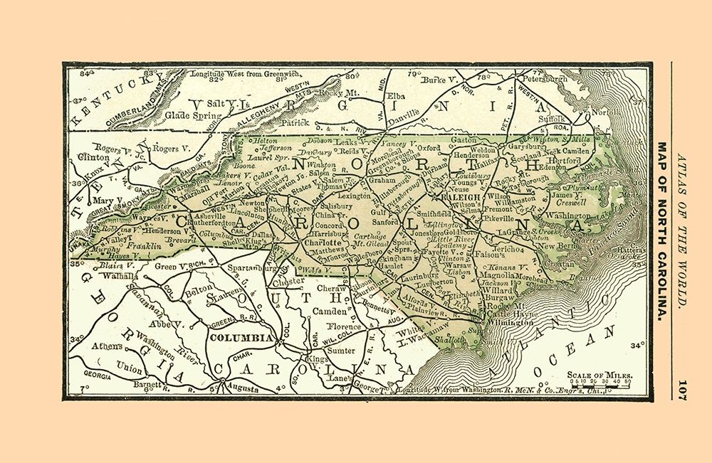 North Carolina - Alden 1886 art print by Alden for $57.95 CAD