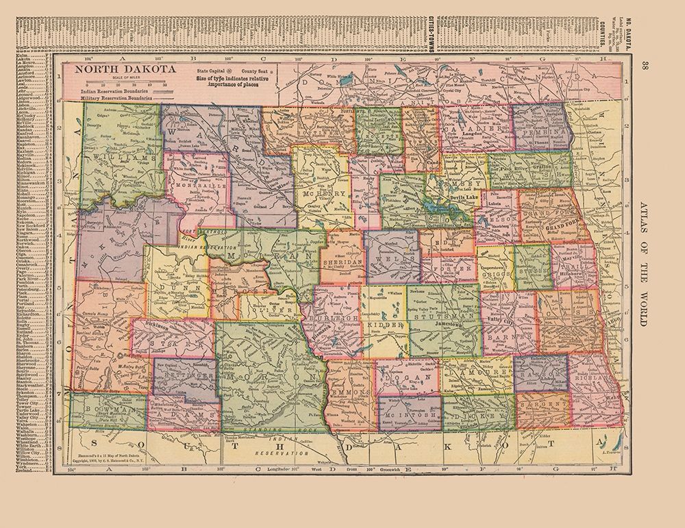 North Dakota - Hammond 1910 art print by Hammond for $57.95 CAD