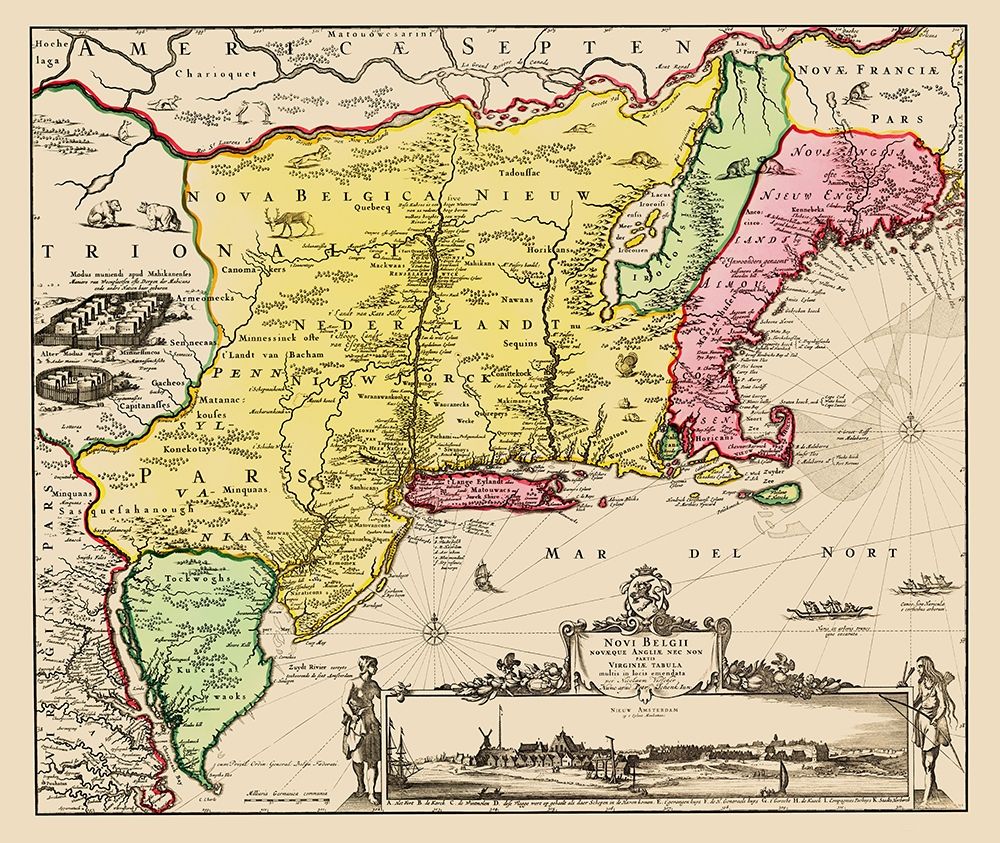 New England, Virginia to Maine State art print by Visscher for $57.95 CAD
