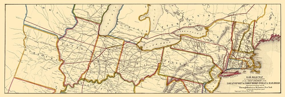 Logansport and Northern Indiana Railroad 1854 art print by McLellan for $57.95 CAD
