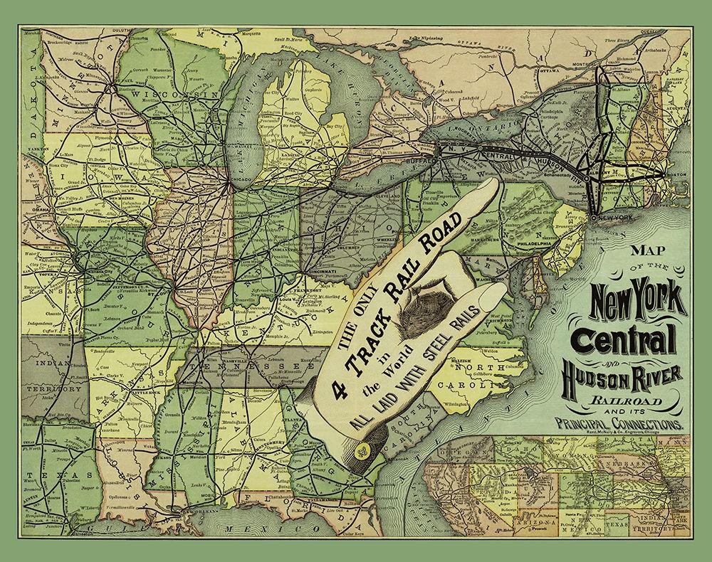 New York Central and Hudson River Railroad 1876 art print by Rand McNally for $57.95 CAD