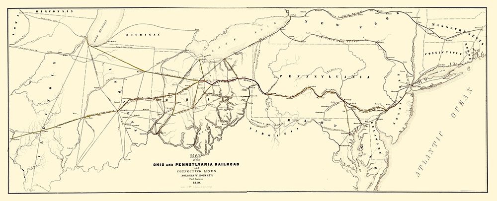 Ohio and Pennsylvania Railroad - Schuchman 1850 art print by Schuchman for $57.95 CAD