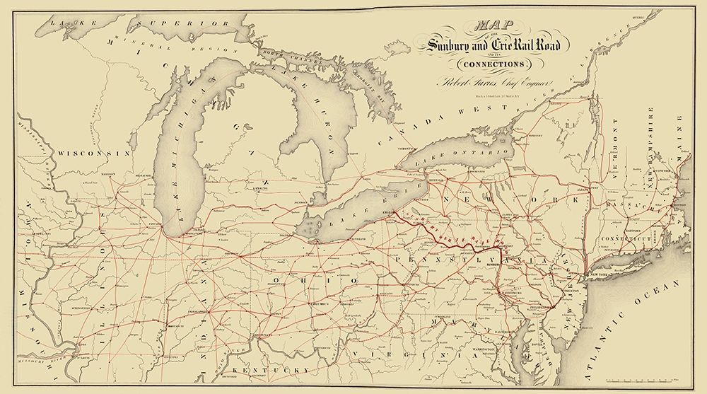 Sunbury and Erie Railroad - Sibell 1850 art print by Sibell for $57.95 CAD