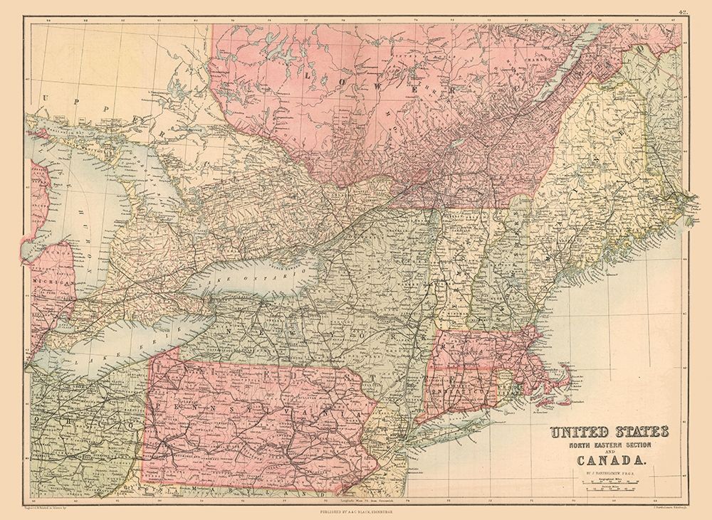 North Eastern US, Canada - Black 1867 art print by Black for $57.95 CAD