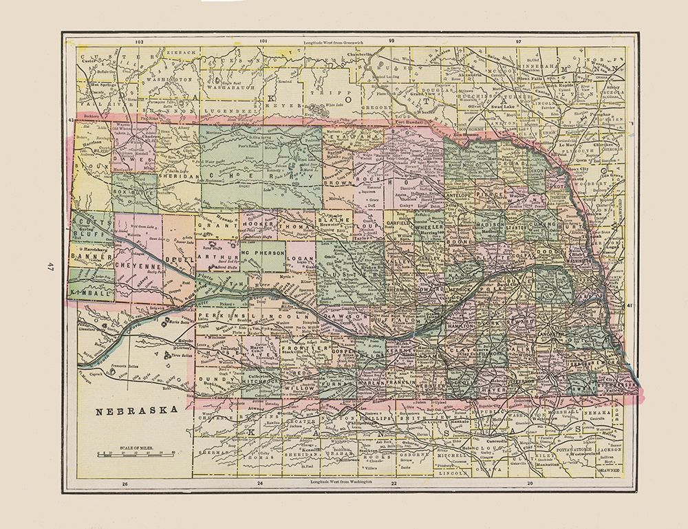 Nebraska - Cram 1892 art print by Cram for $57.95 CAD