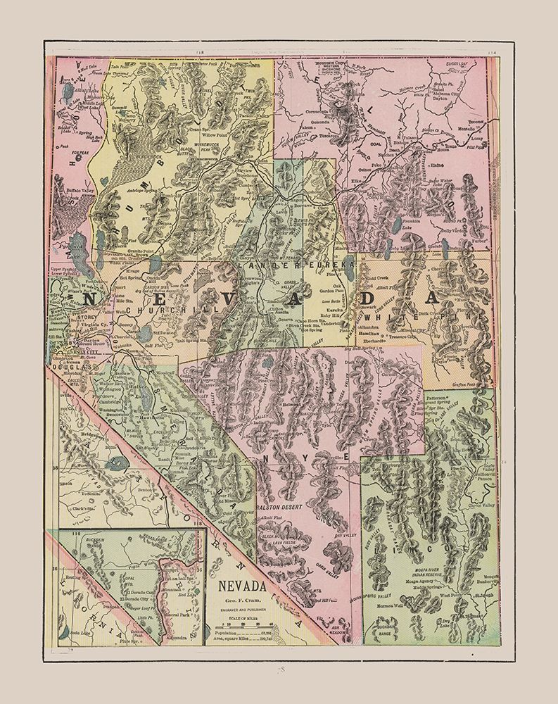 Nevada - Cram 1892 art print by Cram for $57.95 CAD