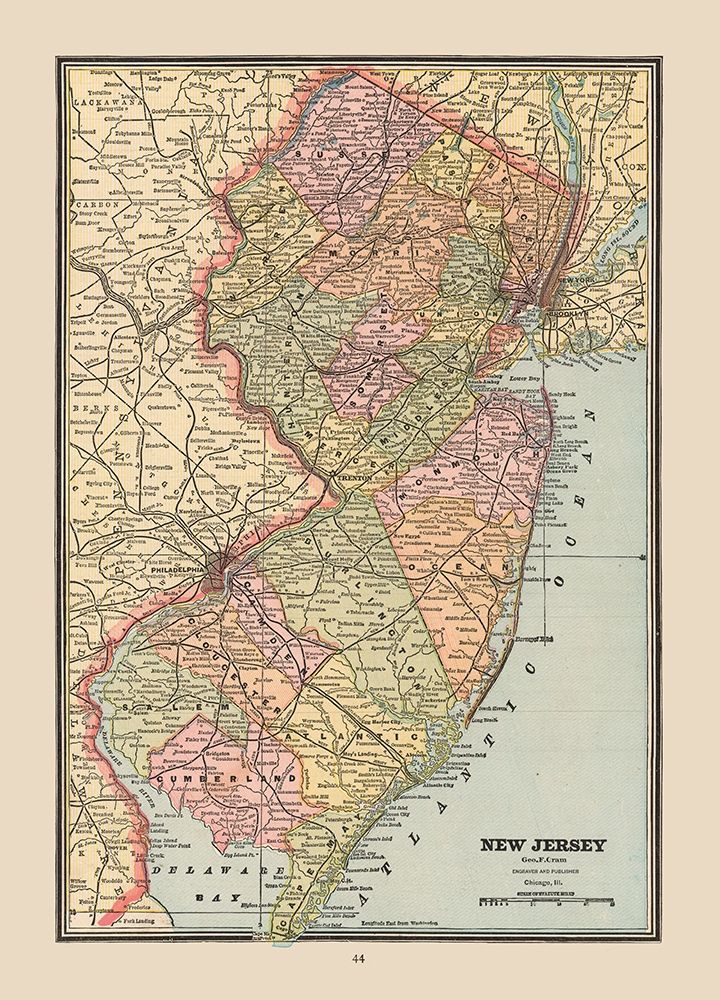 New Jersey, United States - Cram 1888 art print by Cram for $57.95 CAD