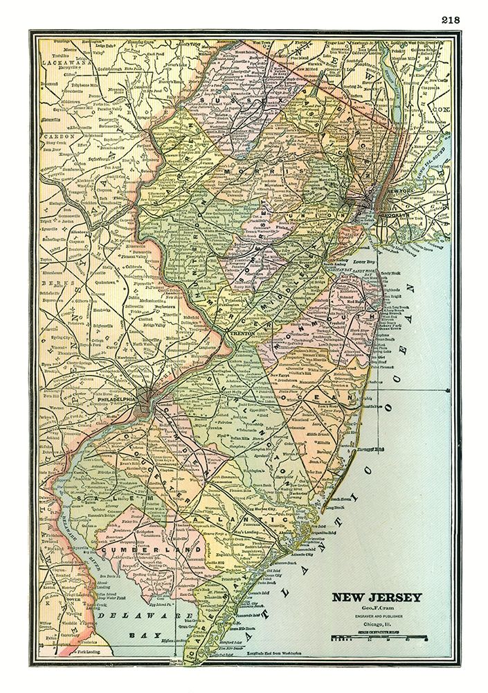 New Jersey - Johnson 1888 art print by Johnson for $57.95 CAD