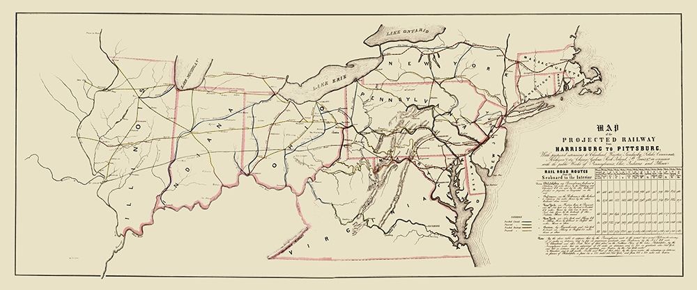 Harrisburg to Pittsburg Projected Railway - 1840 art print by Unknown for $57.95 CAD