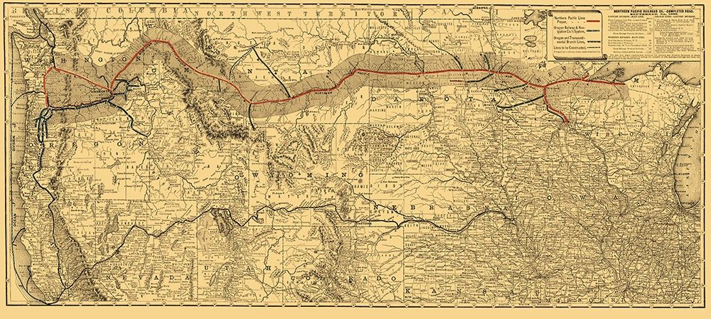 Northern Pacific Railroad - Rand McNally 1882 art print by Rand McNally for $57.95 CAD