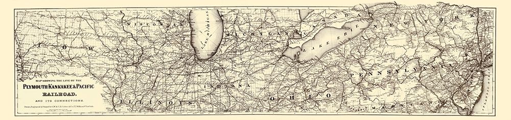 Plymouth Kankakee and Pacific Railroad 1871 art print by Colton for $57.95 CAD