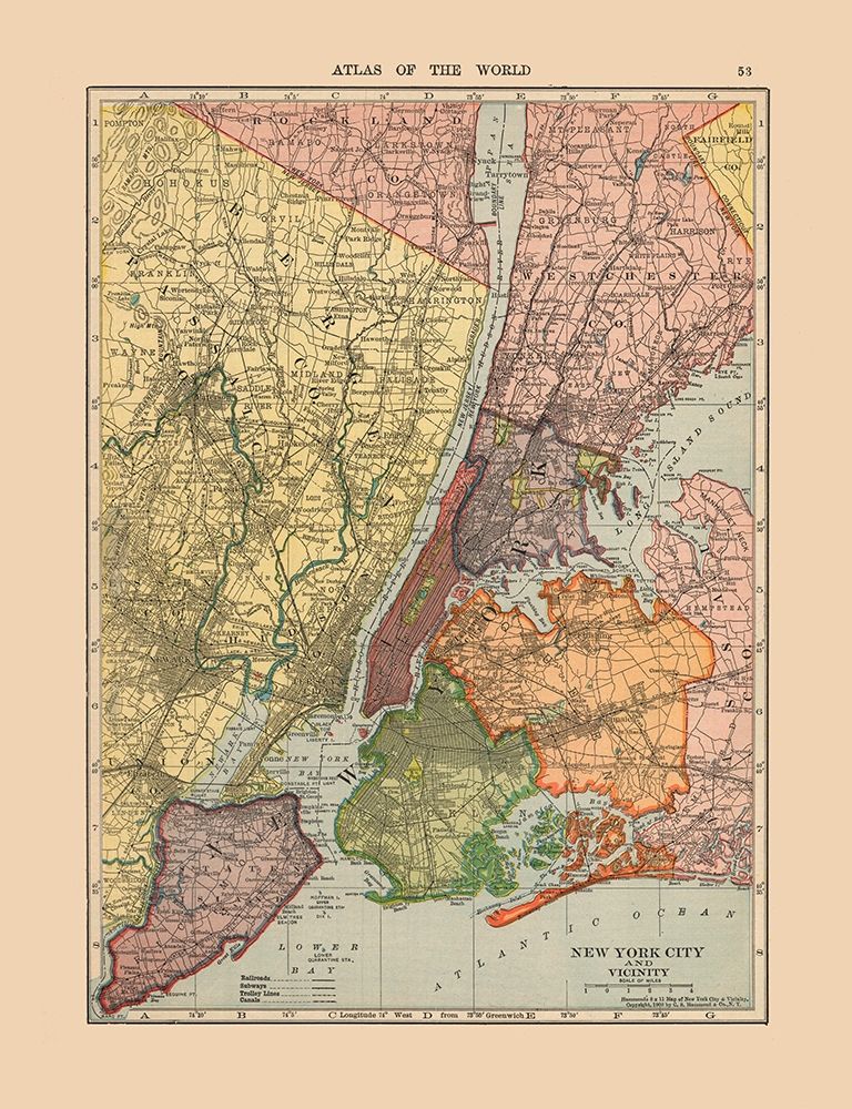 New York City  New York - Hammond 1910 art print by Hammond for $57.95 CAD