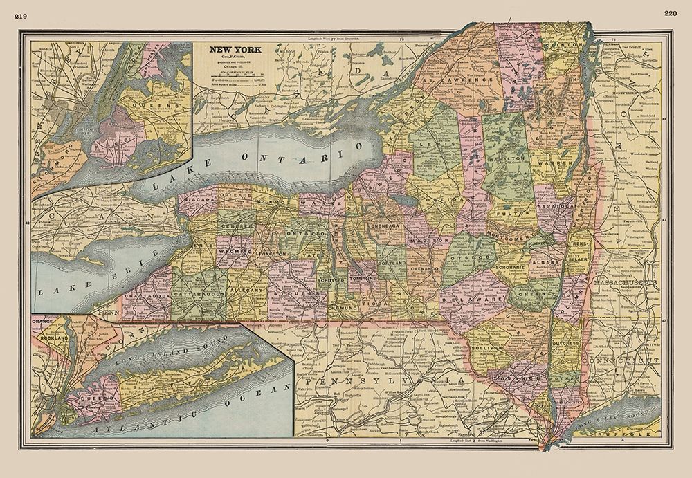 New York - Johnson 1888 art print by Johnson for $57.95 CAD