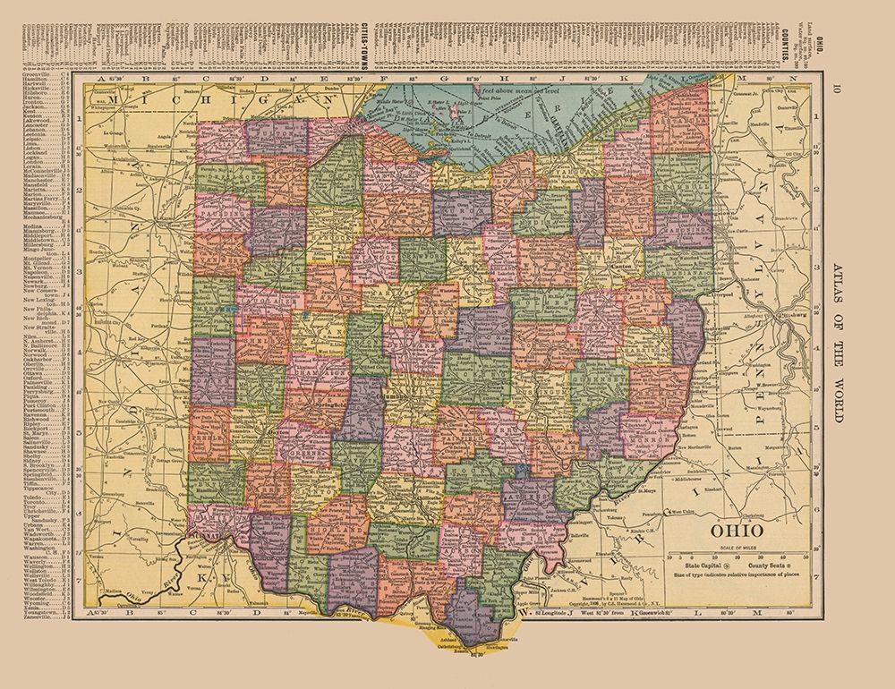 Ohio - Hammond 1910 art print by Hammond for $57.95 CAD
