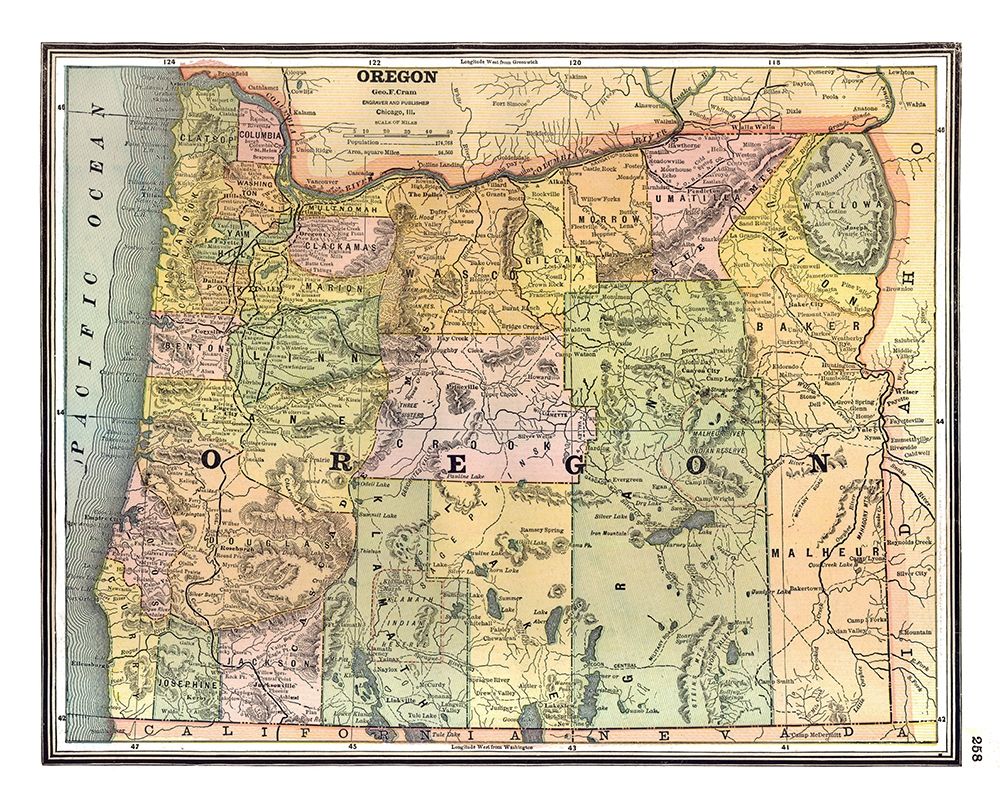 Oregon - Johnson 1888 art print by Johnson for $57.95 CAD
