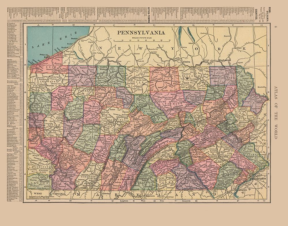 Pennsylvania - Hammond 1910 art print by Hammond for $57.95 CAD