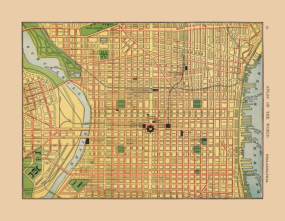 Philadelphia  Pennsylvania - Hammond 1910 art print by Hammond for $57.95 CAD