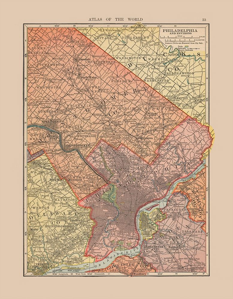 Philadelphia  Pennsylvania - Hammond 1910 art print by Hammond for $57.95 CAD