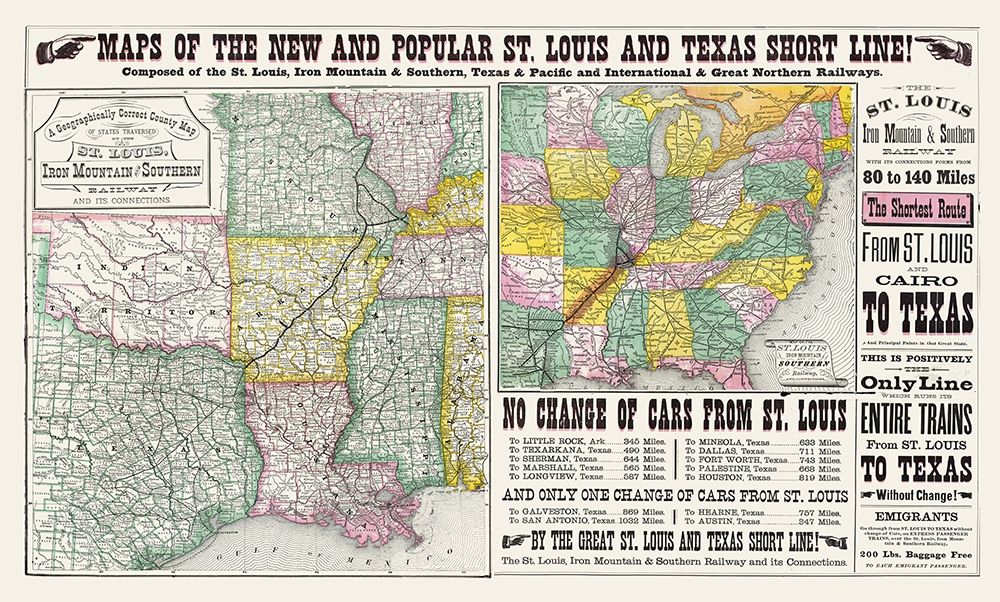 St Louis - Iron Mountain Rail- Wooward 1882 art print by Wooward for $57.95 CAD