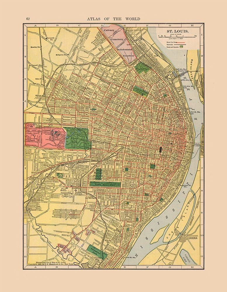 Saint Louis  Missouri - Hammond 1910 art print by Hammond for $57.95 CAD