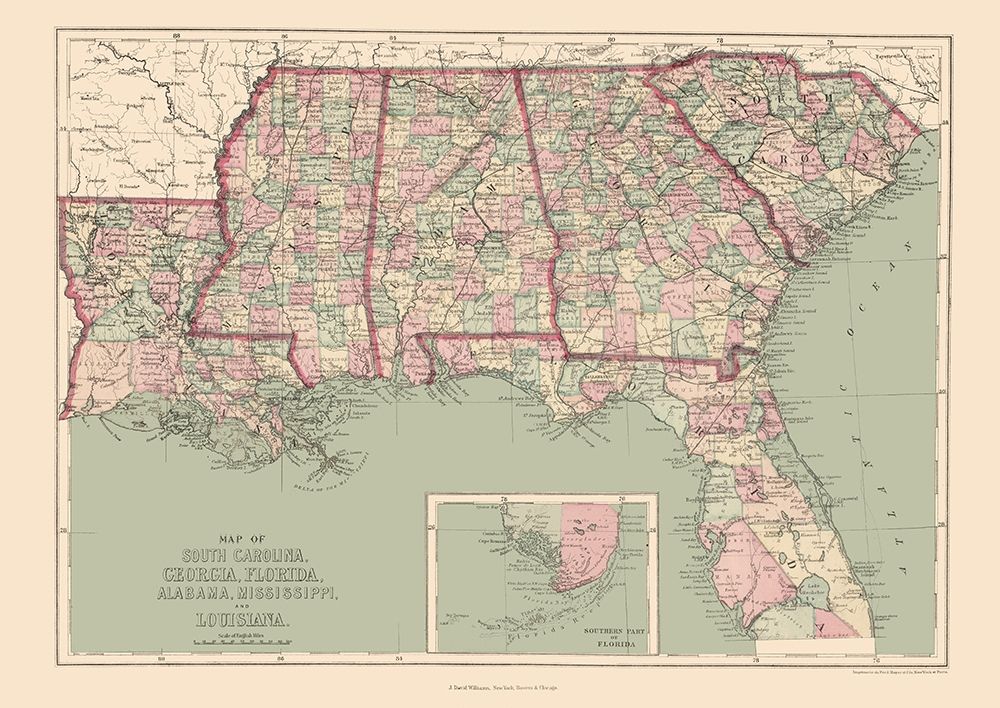 United States Southeastern - Williams 1873 art print by Williams for $57.95 CAD