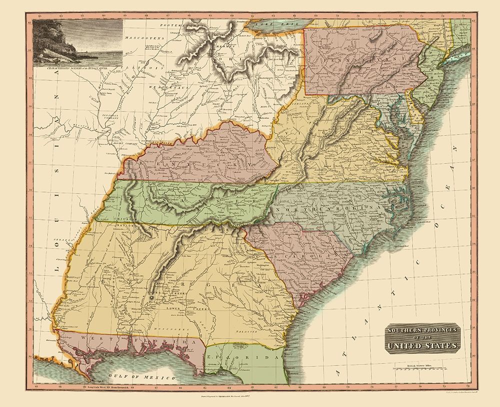 Southeastern United States - Thomson 1817 art print by Thomson for $57.95 CAD