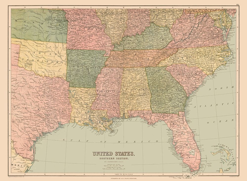 Southern Section of US - Black 1867 art print by Black for $57.95 CAD