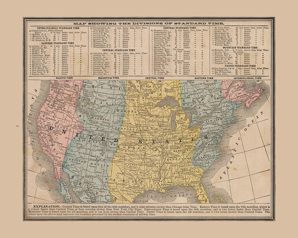 Divisions of Standard Time - Cram 1888 art print by Cram for $57.95 CAD