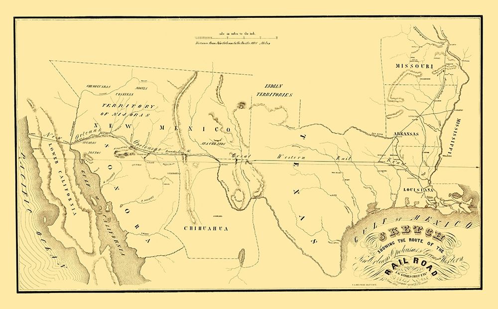 New Orleans, Opelousas and Great Western 1853 art print by Theuret for $57.95 CAD