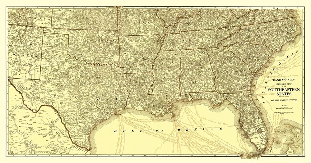 Southeastern States Roads - Rand McNally 1923 art print by Rand McNally for $57.95 CAD